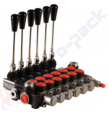 product 40 liter monoblock control valve, 6P40 , six spools , G 1/2" , open center spool thumb