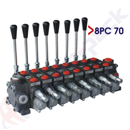 product 70 liter sectional control valve, 8PC70 , eight spools , G 1/2" , open center spool image thumb