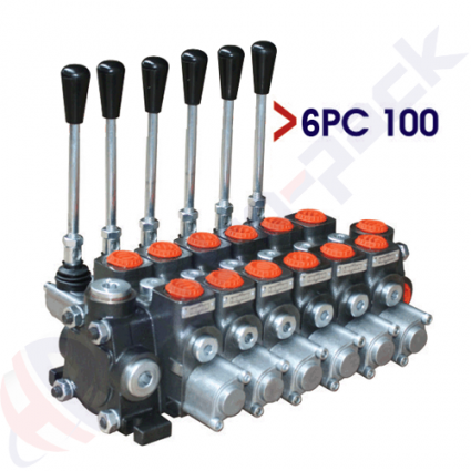 product 100 liter sectional control valve, 6PC100 , six spools , G 3/4" , open center spool image thumb
